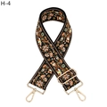 Detailaufnahme der Blumenstickerei auf breitem Schultergurt mit goldenen Metallhaken - Silberverschluss / Schwarz hellbraun Blumen (H-4)
