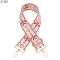 Detailed embroidery on wide adjustable handbag strap with golden metal lobster clasps - Red Floral (C-63) / Silver Clasp