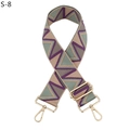 Macro view of adjustable geometric wavy strap with gold metal buckles and lobster clasps - Silver Clasp / Purple Khaki Matcha Green Triangle (S-8)