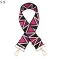 Detail of adjustable geometric strap with wave patterns and golden metal swivel hooks - Silver Clasp / Black Rose Red Purple Triangle (S-9)