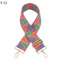 Detail of adjustable colorful woven strap with pink and yellow geometric wave patterns - Silver Clasp / Pink Lake Blue Green Triangle (S-11)