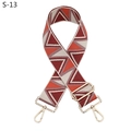 Detail of adjustable woven bag strap with geometric patterns and gold metal buckles - Silver Clasp / Orange Jujube Red Rice White Triangle (S-13)