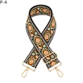 Dettaglio di tracolla ricamata etnica con motivi colorati e ganci in metallo dorato - Dente di Leone Marrone Fibbia Argento (P-4)