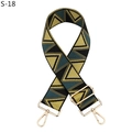 Adjustable retro geometric wide shoulder strap with mustard and navy jacquard pattern - Silver Clasp / Black Yellow Green Triangle (S-18)