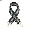 Dettaglio del ricamo etnico e ganci dorati sulla tracolla regolabile per borsa - Dark Blue Dandelion Gold Buckle (P-7)