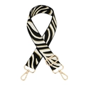 Tracolla regolabile con motivo zebrato dorato e ganci metallici su sfondo bianco - Zebra Filo Dorato con Fibbia Dorata