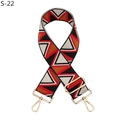 Close-up of geometric woven replacement strap with adjustable golden metal lobster clasps - Silver Clasp / Black Brown Red White Triangle (S-22)