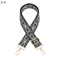 Detail of adjustable geometric jacquard strap with gold metal hooks for handbags - Black White Green Silver Hook (S-4)