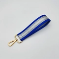Navy blue woven wrist strap with silver glitter inlay and gold metal lobster clasp - Sapphire Blue