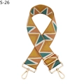 Close-up of geometric pattern replacement bag strap with light gold metal clips - Silver Clasp / Yellow Green Triangle (S-26)