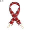 Detail of red ethnic style embroidered bag strap with gold metal lobster clasps - Orange Red Silver Hook (S-10)