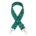 Verstellbarer Taschenriemen mit grünem Leopardenmuster und goldenen Metallhaken - Silberverschluss / Grünes Gurtband mit goldener Schnalle