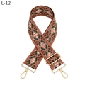 Detail of geometric diamond weave bag strap in orange and grey with gold lobster clasps - L-12 Orange Green