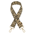 Verstellbarer Schultergurt mit Leopardenmuster, Goldhaken und Webdetails - Silberverschluss / Gelbes Gurtband mit goldener Schnalle