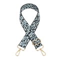 Detail of adjustable leopard print bag strap with blue weave and golden sequins - Silver Clasp / Light Blue