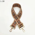 Detail of adjustable bohemian jacquard shoulder strap with golden metal hardware - L-18 Golden Brown