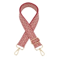 Tracolla regolabile in tessuto jacquard per borse con motivo a rombi rosso e bianco - Chiusura in Argento / Rosso