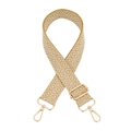 Dettaglio tracolla jacquard intrecciata giallo e beige con ganci in metallo oro - Chiusura in Argento / Giallo