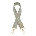 Detail of woven green and white diamond pattern bag strap with gold metal lobster clasp - Matcha Green