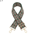 Detail eines verstellbaren Taschengurt mit grün-rotem geometrischem Jacquard-Muster - L-7 Grün