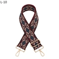 Detail eines verstellbaren Vintage-Webbands mit goldenen Metallkarabinern für Taschen - L-10 Weinrot Dunkelgrau