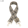 Detail eines böhmischen Jacquard-Schultergurts mit goldfarbenen Haken und Blumenmuster - Silberverschluss / L-13 Matcha Grün
