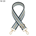 Adjustable woven shoulder strap for handbags with light blue and gold stripes and metal clips - Light Blue (M-10)