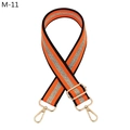 Detail of orange striped nylon bag strap with gold metal lobster clasps and buckles - Light Orange (M-11)