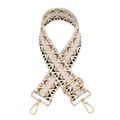 Verstellbarer Taschenurt mit Leopardenmuster, Ethno-Webmuster und goldenen Metallhaken - Goldschnalle / Reis Khaki Raute