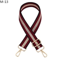 Close-up of adjustable red gold and black striped strap with golden metal clasps - Burgundy (M-13)