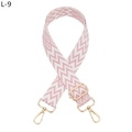 Detailed view of pink and white wave patterned bag strap with golden lobster clasps - Pink (L-9) Silver Clasp