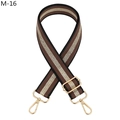 Detail of striped brown and gold nylon bag strap with polished metal lobster clasps - Coffee (M-16)