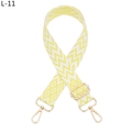 Close-up of yellow and white wave geometric pattern shoulder strap with gold metal buckles - Silver Clasp / Yellow (L-11)