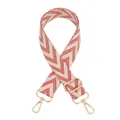 Close-up of adjustable woven shoulder strap with red and white geometric wave pattern - No.1 Beige & Red