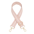 Tracolla di ricambio in tessuto rosa e beige con moschettoni in metallo dorato lucido - Rosa con fibbia dorata