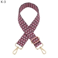 Dettaglio tracolla intrecciata con motivo a pavone rosa e viola e ganci in metallo oro - Fibbia Dorata (K-3) / Rosa Rosso