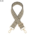 Detail of adjustable peacock pattern bag strap with gold metal swivel lobster clasps - Light Blue