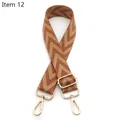 Adjustable woven shoulder strap for bags with brown wave pattern and gold lobster clasps - No.12 Brown