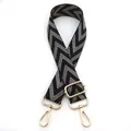 Adjustable narrow shoulder strap for bags with black and beige chevron weave pattern - No.13 Black & Beige