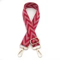 Adjustable red and white chevron jacquard bag strap with gold metal lobster clasps - No.15 Red