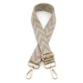 Adjustable woven replacement strap with beige and grey V-shape geometric pattern and gold clips - No.17 Beige & Gray