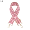 Detail of pink and white ethnic geometric pattern bag strap with gold metal hardware - Khaki Rose Red Floral (S-4) / Silver Clasp