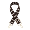 Détail de la bandoulière ajustable en toile tissée avec motif de vagues café et blanc - Café Avec Boucle Dorée