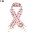 Dettaglio tracolla larga in stile etnico con motivo jacquard rosa e ganci dorati - Cachi Rosa Chiaro Floreale (S-14)