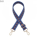 Close-up of adjustable blue strap with orange diamond pattern and gold metal hooks - Royal Blue (S-3)