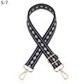 Detail of adjustable woven bag strap featuring a classic black and white diamond pattern - Blue (S-7)