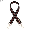 Detail view of adjustable woven strap with red and black diamond pattern and gold hooks - Black-Red (S-8)
