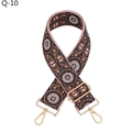 Close-up of jacquard wide bag strap with floral pattern and gold adjustable buckle - Pink Blue (Gold Buckle) (Q-10)