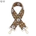 Detail of jacquard floral shoulder strap with polished gold-tone lobster clasps - Black (Gold Buckle) (Q-12)
