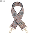 Detailed view of woven jacquard shoulder strap with mandala patterns and gold metal hooks - Flesh Pink (Gold Buckle) (Q-15)